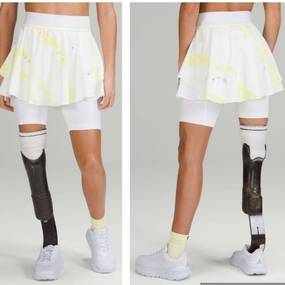 Lululemon Court Rival High-Rise Skirt Cross Court Wash Electric Lemon Wh… - Picture 2 of 15
